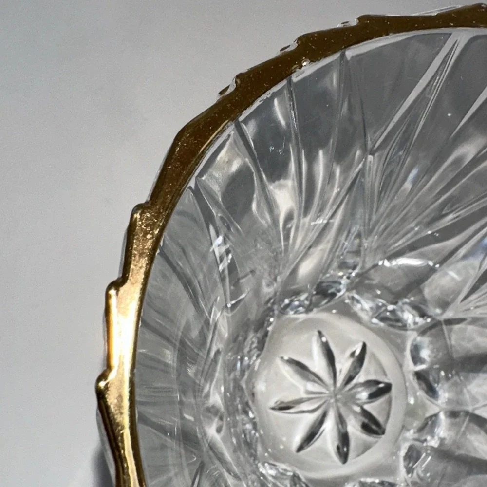 Vintage Cut Crystal Bowl Gold 4